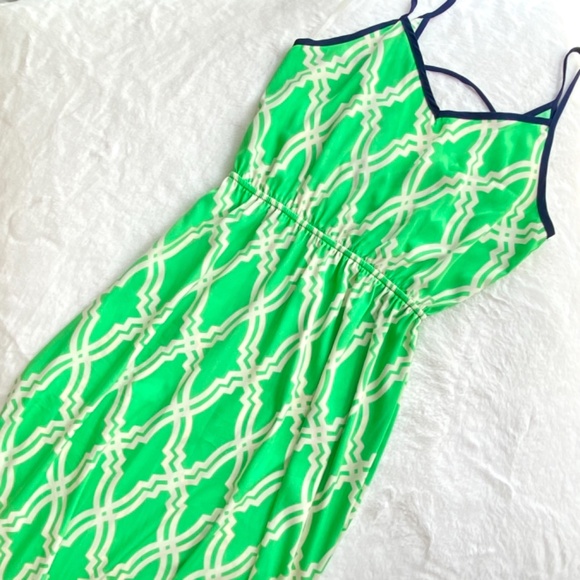 Excellent Condition Francesca’s Boutique Green & White Maxi Dress - Picture 4 of 14